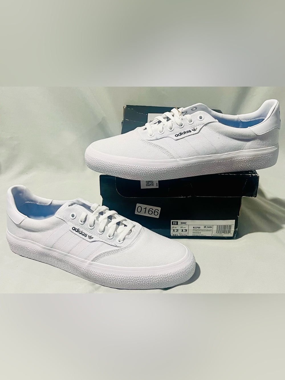 adidas White Low-Top 3MC Canvas Sneakers
